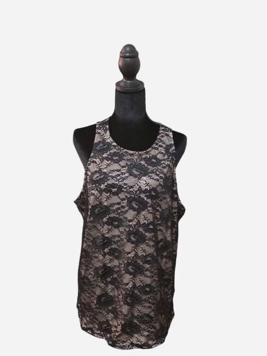 torrid Tops - Torrid Black Lace Top with Tan Underlay